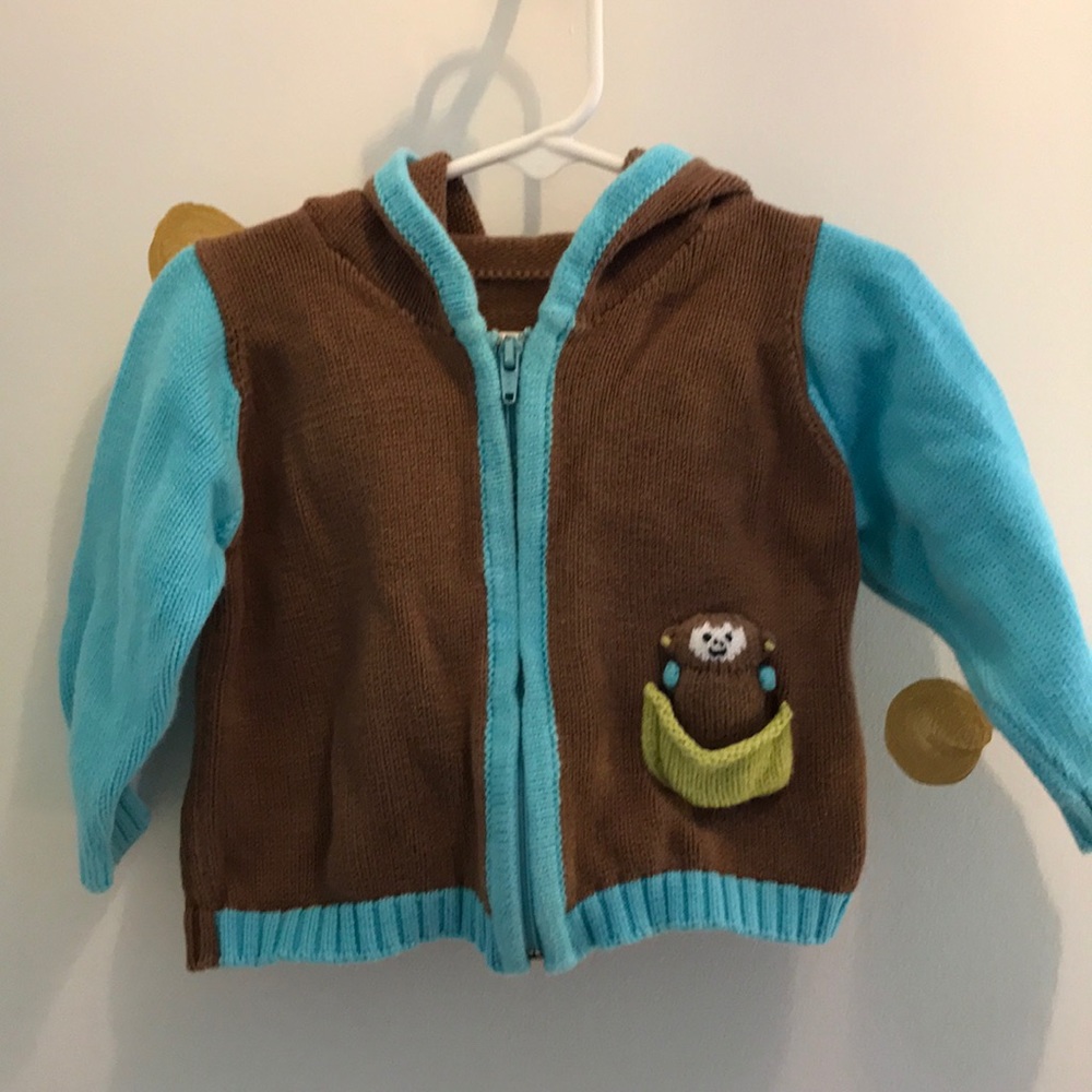 Zip up hoodie sweater with monkey ears